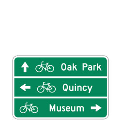 3 Lines | Bicycle Route (with Bicycle Symbol & Directional Arrows) Guide Signs