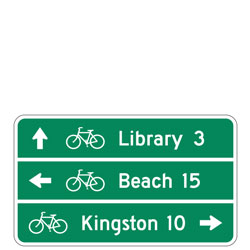 3 Lines | Bicycle Route (with Distance, Bicycle Symbol & Directional Arrows) Guide Signs