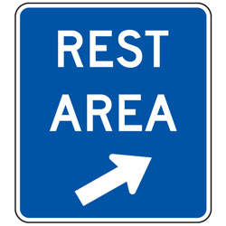Rest Area (Right Diagonal Up Arrow) General Services Guide Signs