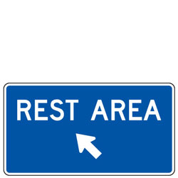 Rest Area (Left Diagonal Up Arrow) General Services Guide Sign