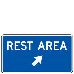 Rest Area (Right Diagonal Up Arrow) General Services Guide Sign