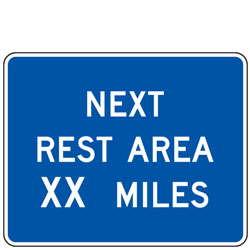 Next Rest Area (XX) Miles General Services Guide Signs