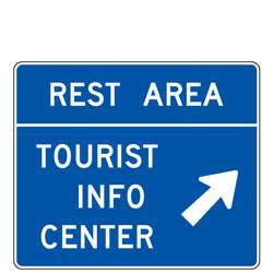 Rest Area/Tourist Info Center (with Directional Arrow) General Services Guide Signs