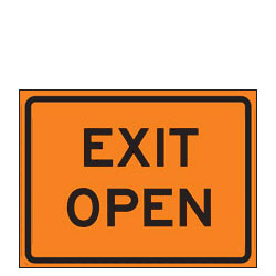 Exit Open Warning Signs for Temporary Traffic Control (Crashworthy Barricade Signs)