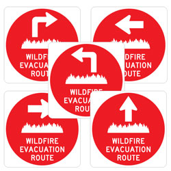 Wildfire Evacuation Route with Arrow Signs