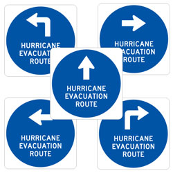 Hurricane Evacuation Route with Arrow Signs