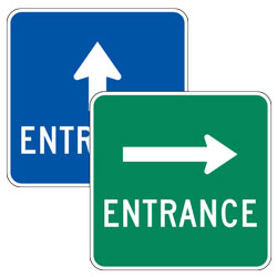 Entrance with Up/Left/Right Arrow Signs (18" or 24" Square)