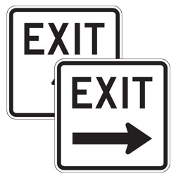Exit with Up/Left/Right Arrow Signs (White)