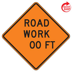 Road Work _00 FT Partially Finished Signs