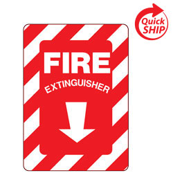 Fire Extinguisher with Down Arrow Symbol Facility Sign