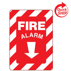 Fire Alarm with Down Arrow Symbol Facility Sign