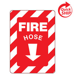 Fire Hose with Down Arrow Symbol Facility Sign