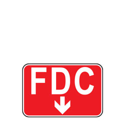 FDC with Down Arrow (Fire Department Connection) Sign