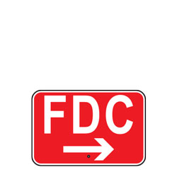 FDC with Right Arrow (Fire Department Connection) Sign