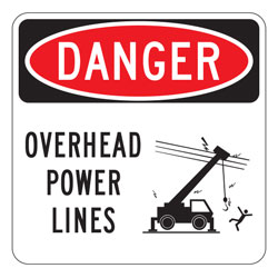 Danger Overhead Power Lines Sign