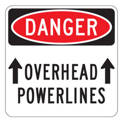 Danger Overhead Powerlines Sign