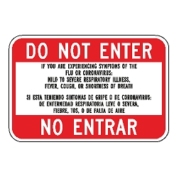 Do Not Enter Coronavirus Flu Symptoms Bilingual Sign