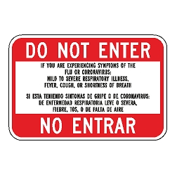 Do Not Enter Coronavirus Flu Symptoms Bilingual Decal