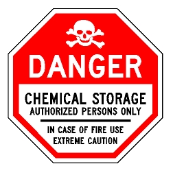 Danger Chemical Storage Authorized Persons Only In Case Of Fire Use Extreme Caution Sign