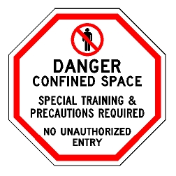 Danger Confined Space Special Training & Precautions Required No Unauthorized Entry Sign