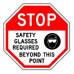 Stop Safety Glasses Required Beyond This Point (Safety Glasses Symbol) Sign