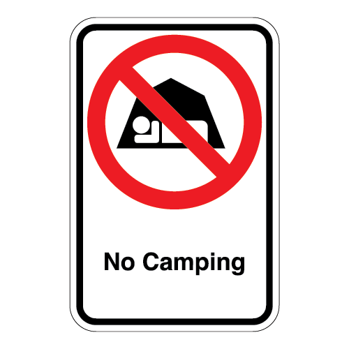 (No Tent Symbol) No Camping Sign