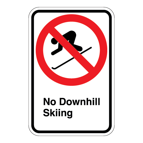 (No Skier Symbol) No Downhill Skiing Sign