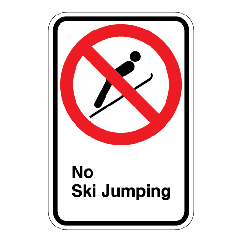 (No Skier Symbol) No Ski Jumping Sign