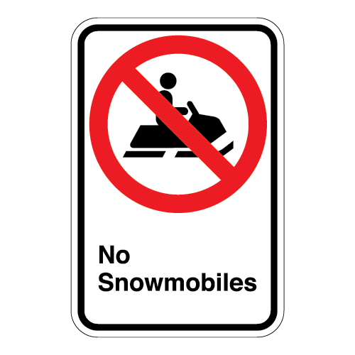 (No Snowmobile Symbol) No Snowmobiles Sign