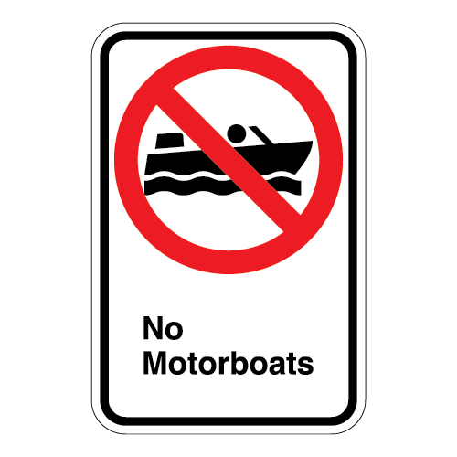 (No Motorboat Symbol) No Motorboats Sign