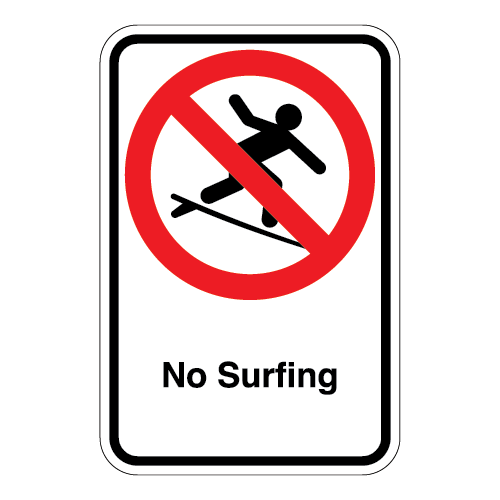 (No Surfing Symbol) No Surfing Sign