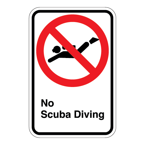 (No Diver Symbol) No Scuba Diving Sign