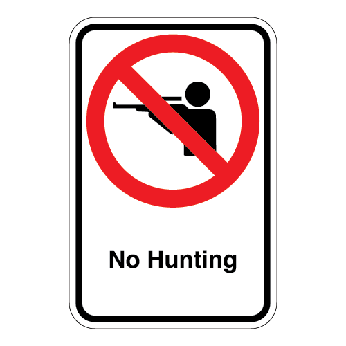 (No Hunting Rifle Person Symbol) No Hunting Sign