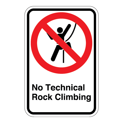 (No Technical Rock Climbing Symbol) No Technical Rock Climbing Sign