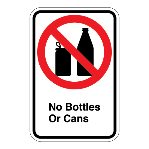 (No Bottles or Cans Symbol) No Bottles or Cans Sign