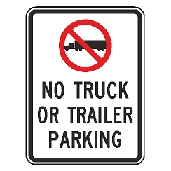 (No Truck Symbol) No Truck or Trailer Parking Sign