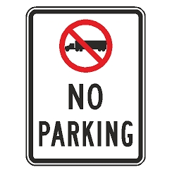 (No Truck Symbol) No Parking Sign