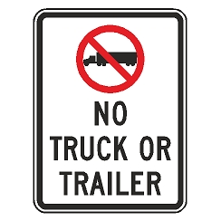 (No Truck Symbol) No Truck or Trailer Sign