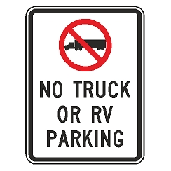 (No Truck Symbol) No Truck or RV Parking Sign