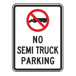 (No Truck Symbol) No Semi Truck Parking Sign