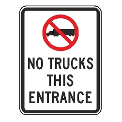 (No Truck Symbol) No Trucks This Entrance Sign