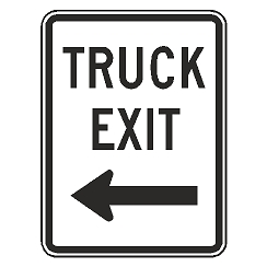 Truck Exit (Left Arrow) Sign