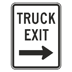 Truck Exit (Right Arrow) Sign