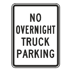No Overnight Truck Parking Sign