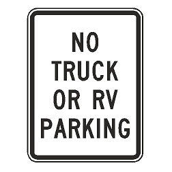 No Truck or RV Parking Sign