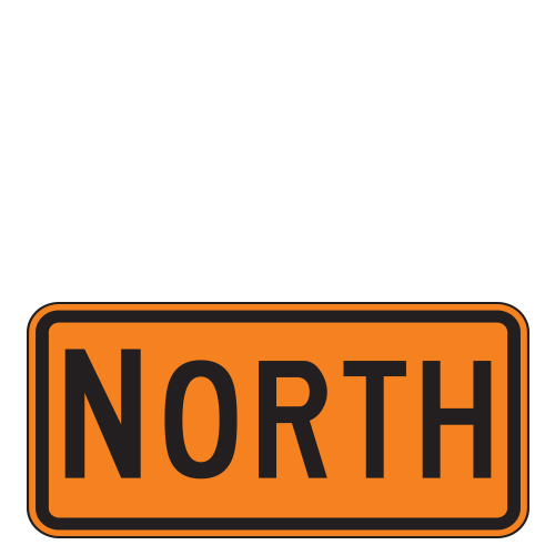 North Directional Auxiliary Route Marker Signs for Temporary Traffic Control