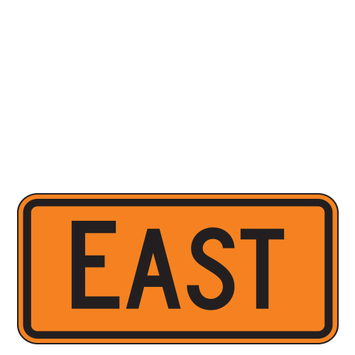 East Directional Auxiliary Route Marker Signs for Temporary Traffic Control