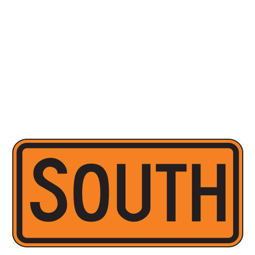 South Directional Auxiliary Route Marker Signs for Temporary Traffic Control