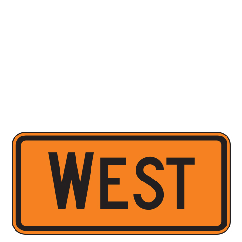 West Directional Auxiliary Route Marker Signs for Temporary Traffic Control