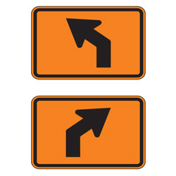 Advanced Turn (Left/Right) 45 Degree Angle Arrow Auxiliary Route Marker Signs for Temporary Traffic Control